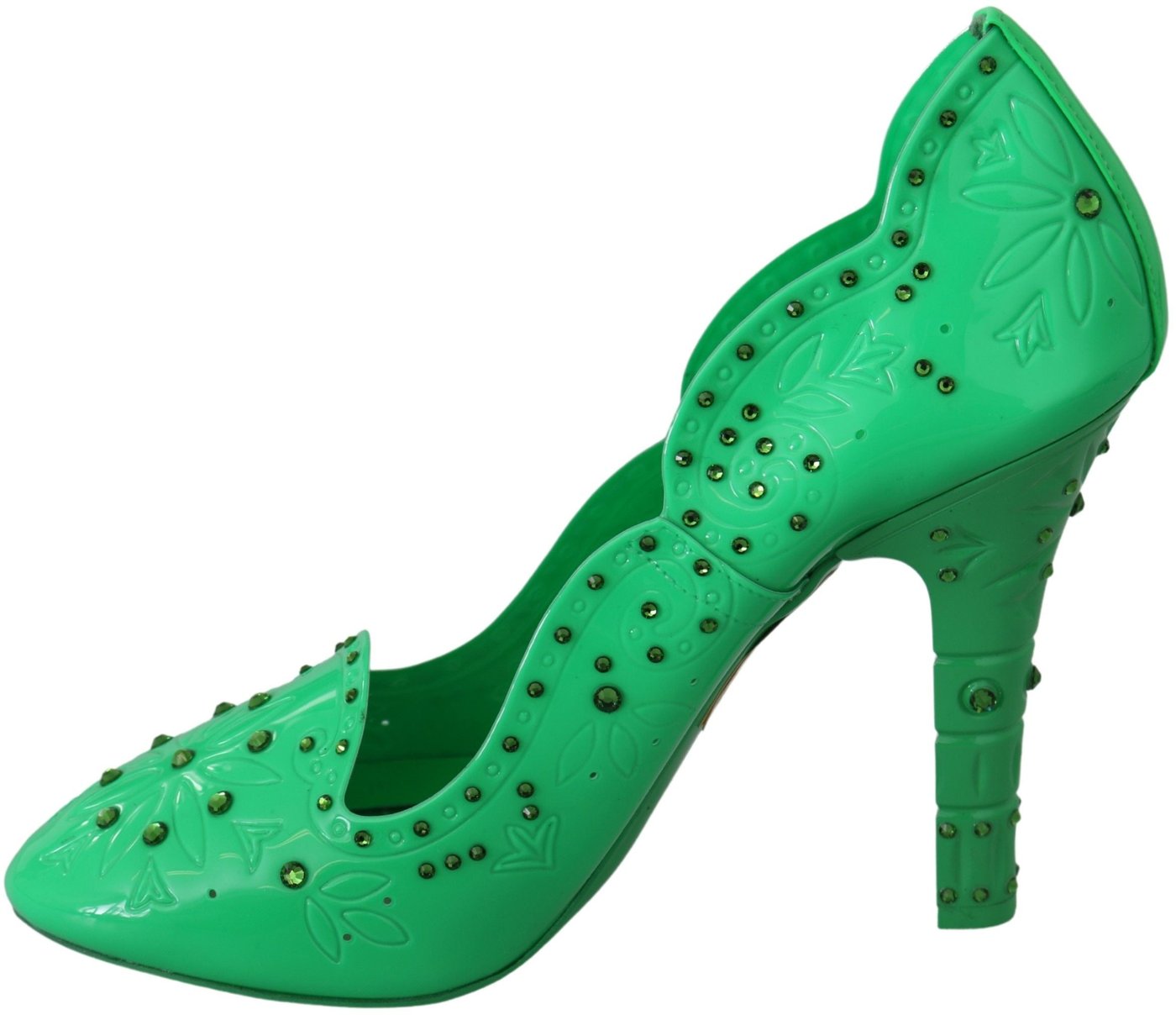 Dolce & Gabbana Green Crystal Floral Heels CINDERELLA Shoes