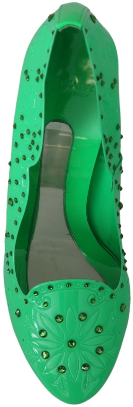 Dolce & Gabbana Green Crystal Floral Heels CINDERELLA Shoes