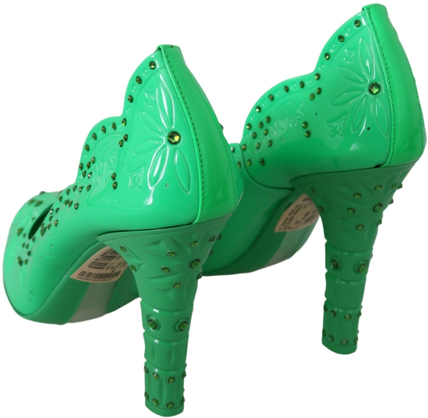 Dolce & Gabbana Green Crystal Floral Heels CINDERELLA Shoes