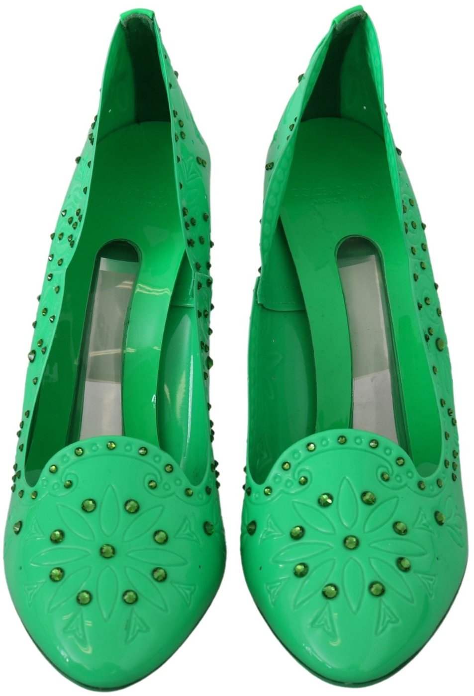 Dolce & Gabbana Green Crystal Floral Heels CINDERELLA Shoes