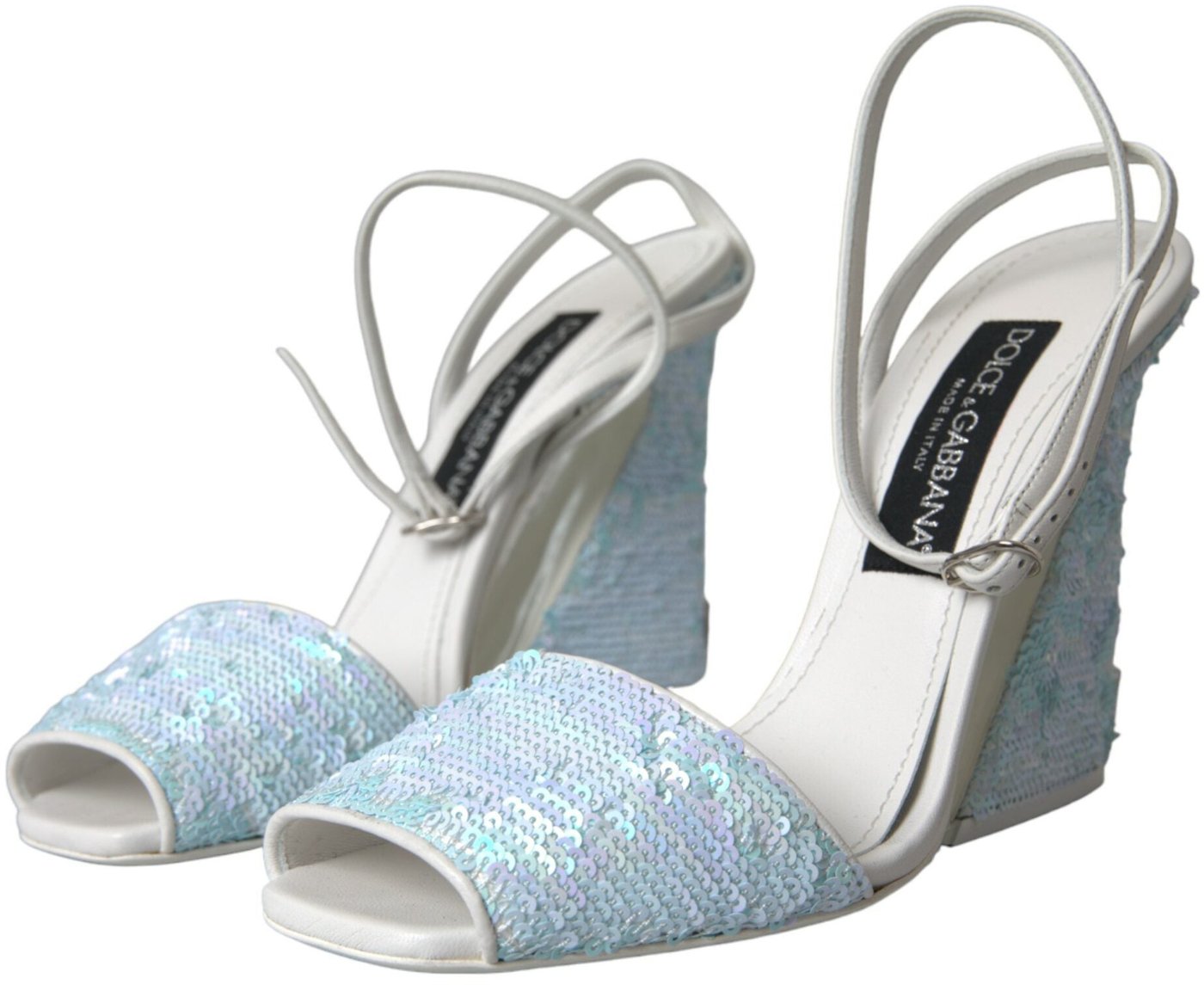 Dolce & Gabbana Light Blue Sequin Ankle Strap Sandals Shoes
