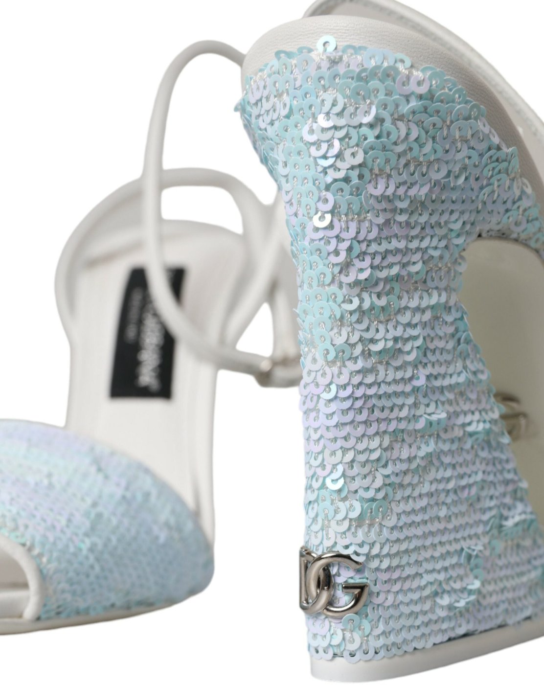 Dolce & Gabbana Light Blue Sequin Ankle Strap Sandals Shoes