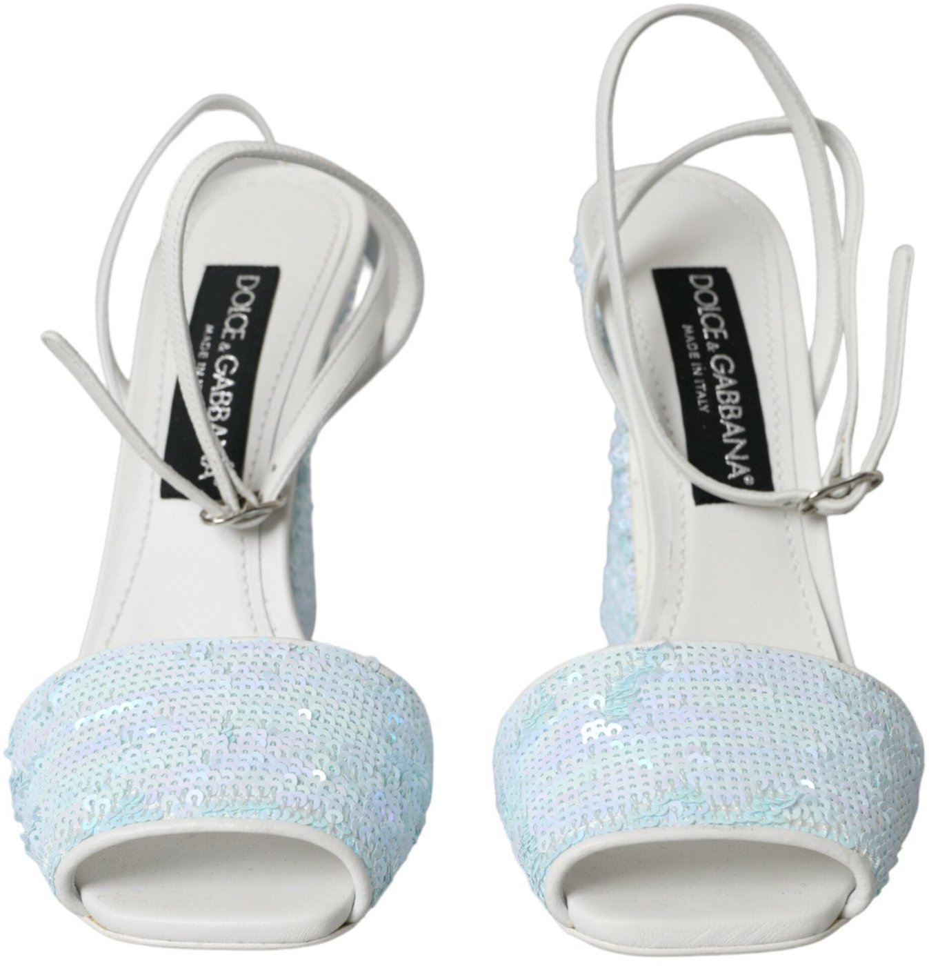 Dolce & Gabbana Light Blue Sequin Ankle Strap Sandals Shoes