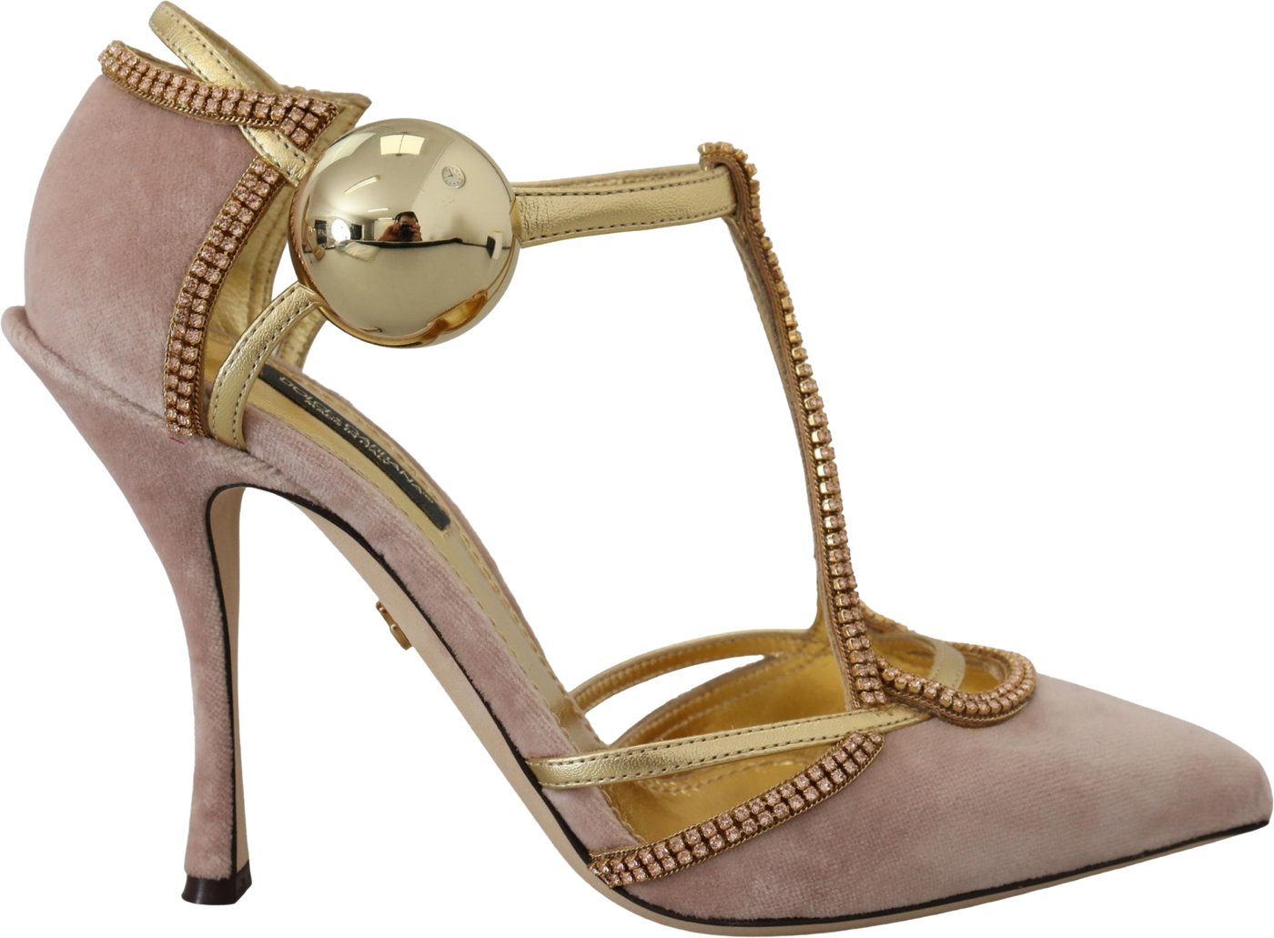Dolce & Gabbana Pink Crystal T-strap Heels Pumps Shoes