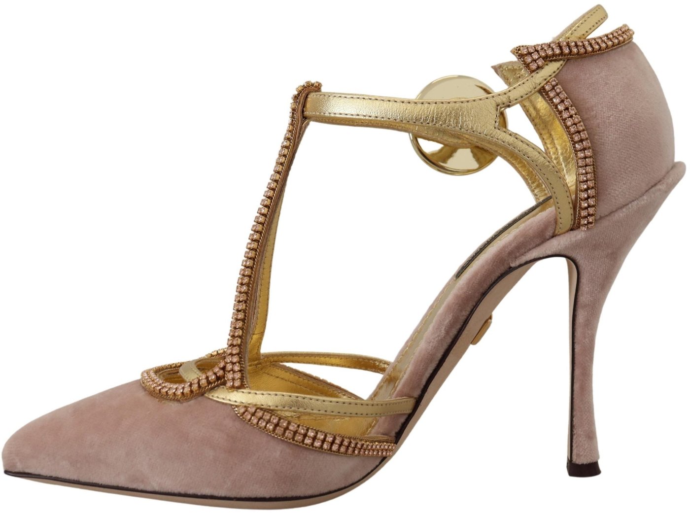 Dolce & Gabbana Pink Crystal T-strap Heels Pumps Shoes