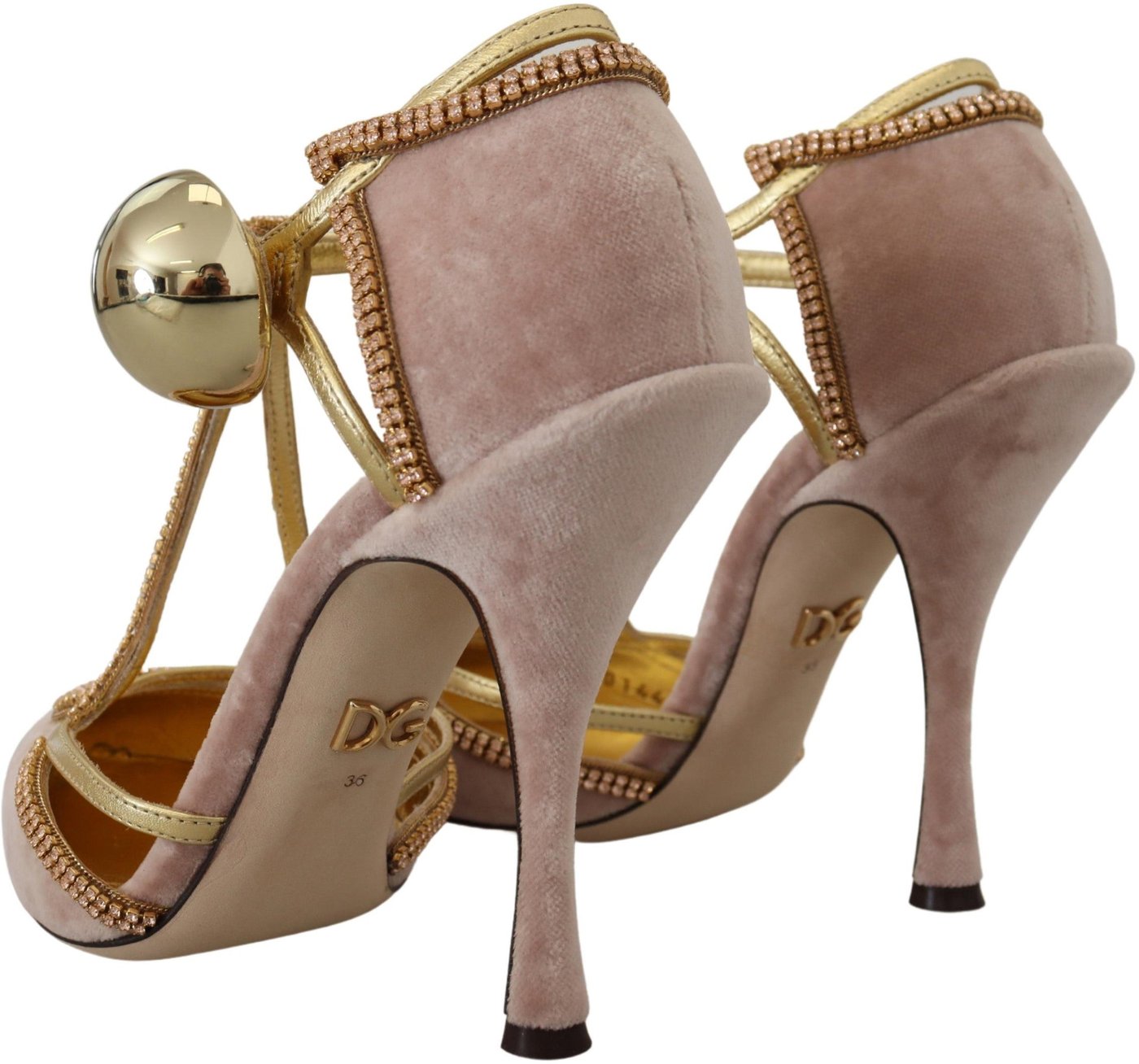 Dolce & Gabbana Pink Crystal T-strap Heels Pumps Shoes