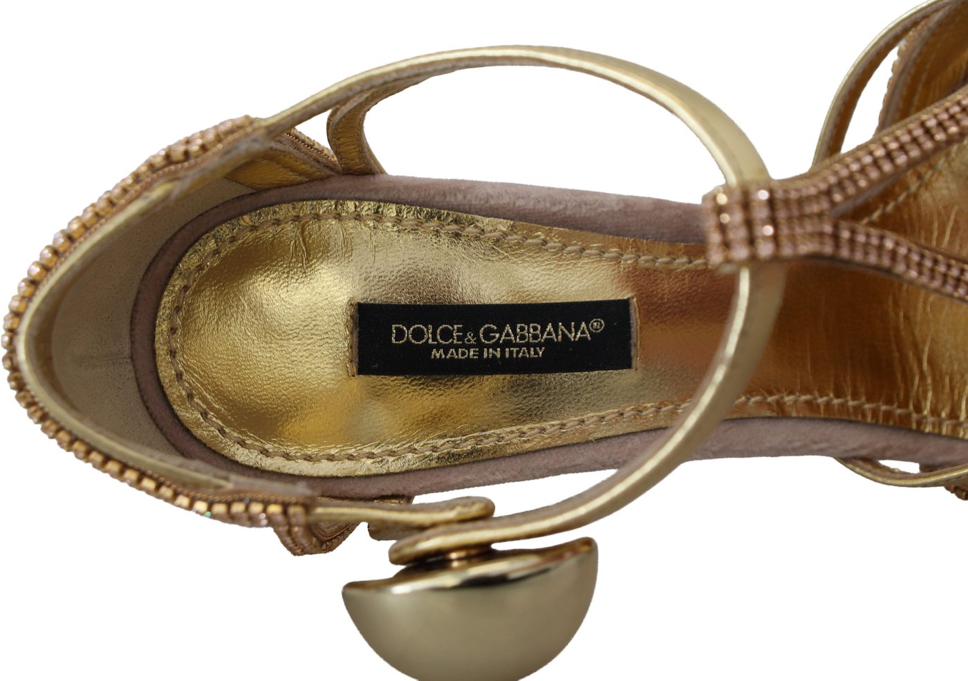 Dolce & Gabbana Pink Crystal T-strap Heels Pumps Shoes