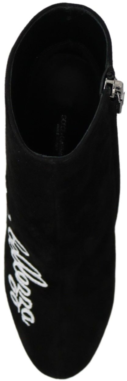 Dolce & Gabbana Black Suede L'Amore E'Bellezza Boots Shoes