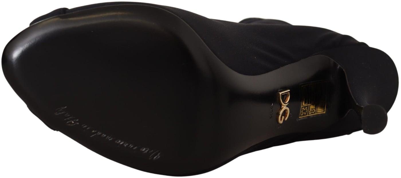 Dolce & Gabbana Black Stretch Short Ankle Boots Shoes