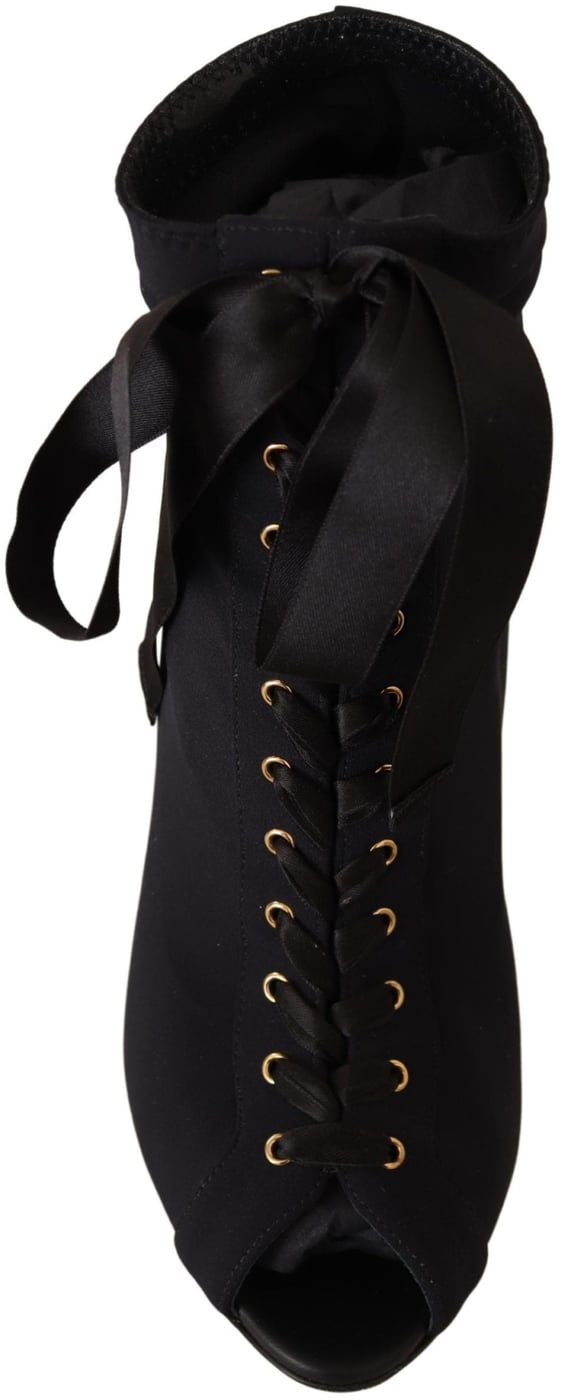 Dolce & Gabbana Black Stretch Short Ankle Boots Shoes