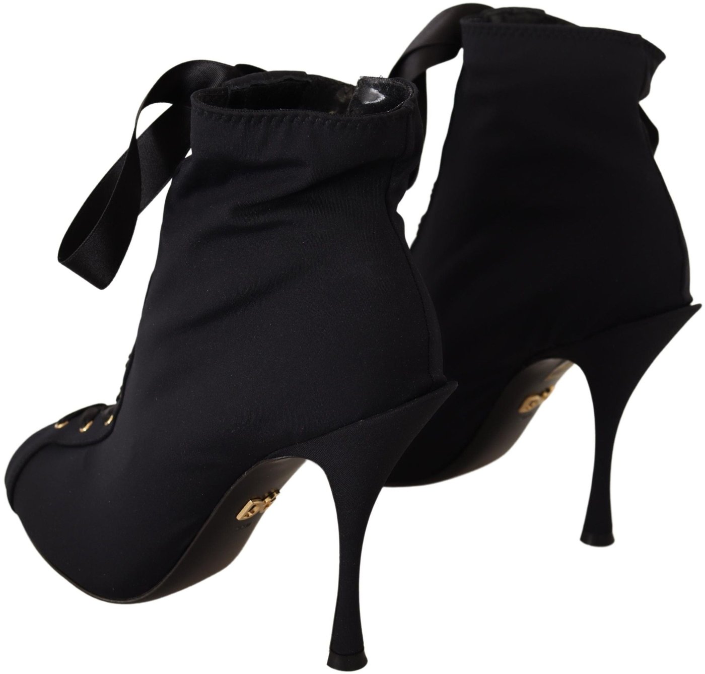 Dolce & Gabbana Black Stretch Short Ankle Boots Shoes