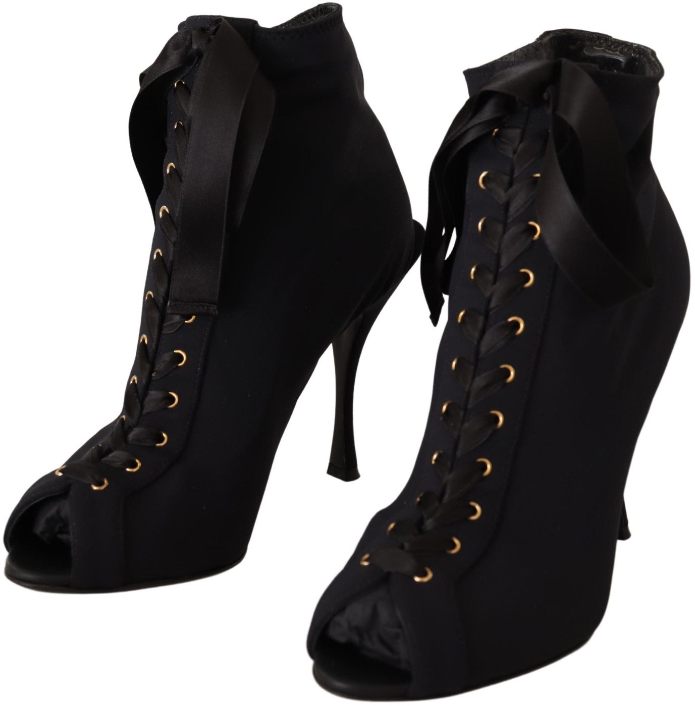 Dolce & Gabbana Black Stretch Short Ankle Boots Shoes