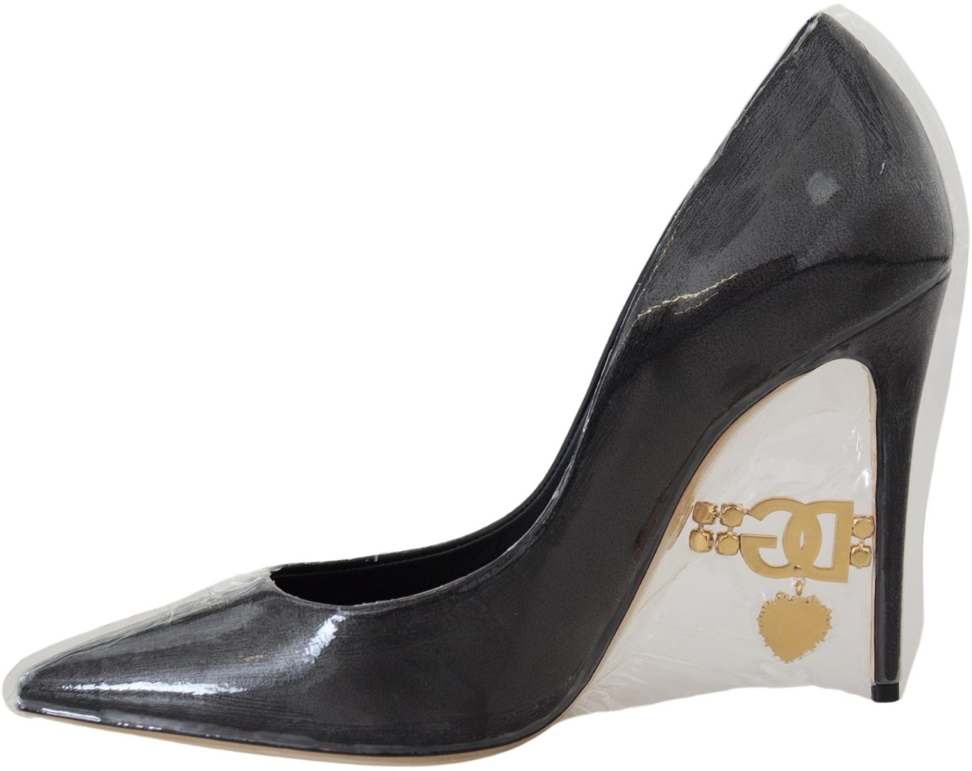Dolce & Gabbana Black Leather Heels Pumps Plastic Wrapped Shoes
