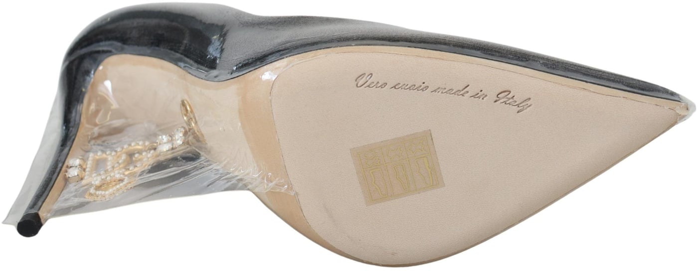 Dolce & Gabbana Black Leather Heels Pumps Plastic Wrapped Shoes