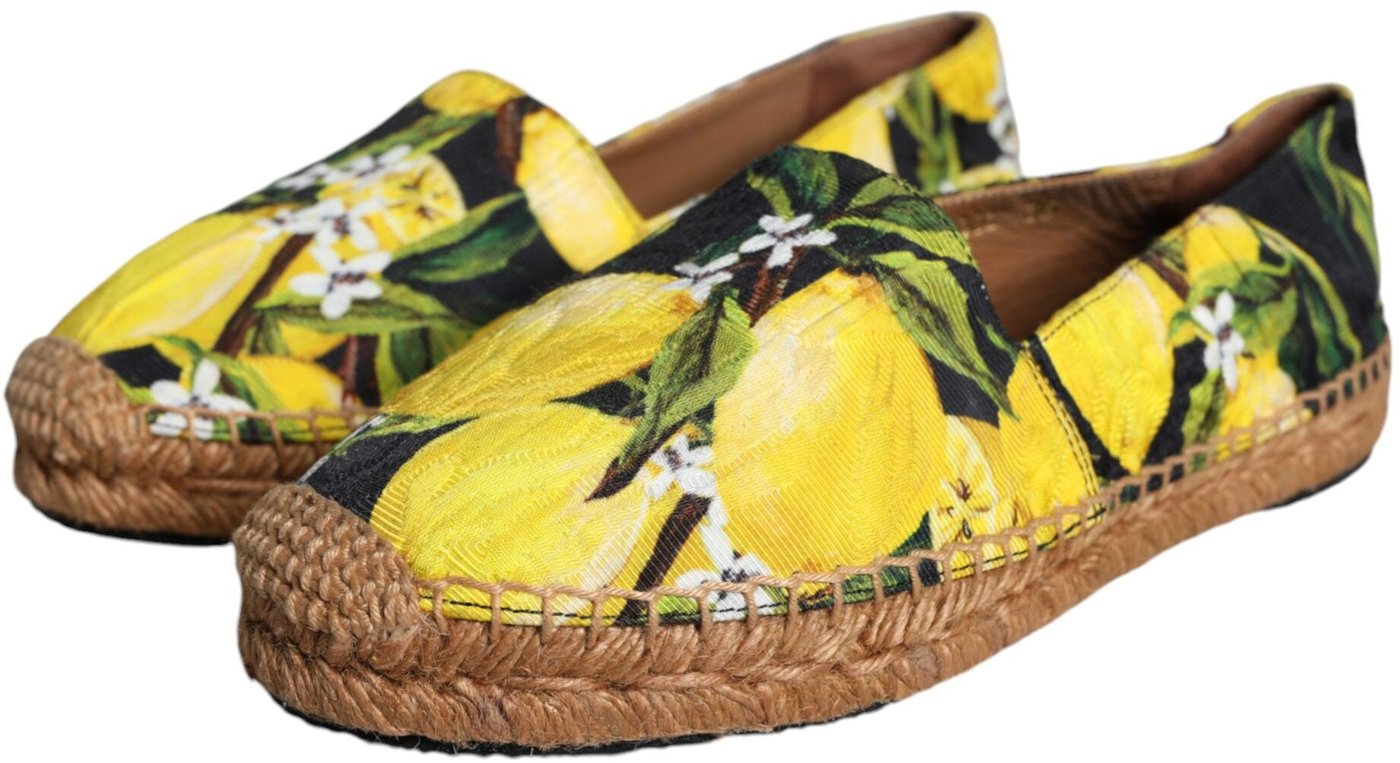 Dolce & Gabbana Multicolor Lemon Slip On Espadrilles Shoes