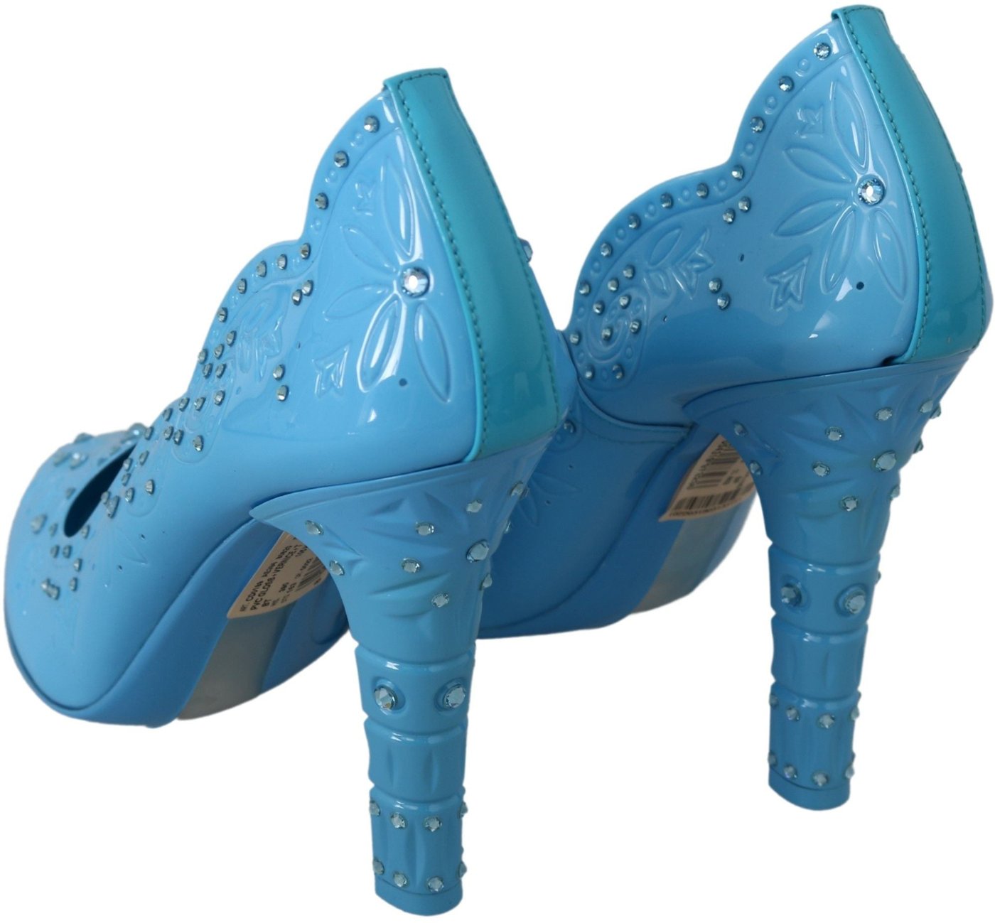 Dolce & Gabbana Blue Crystal Floral CINDERELLA Heels Shoes