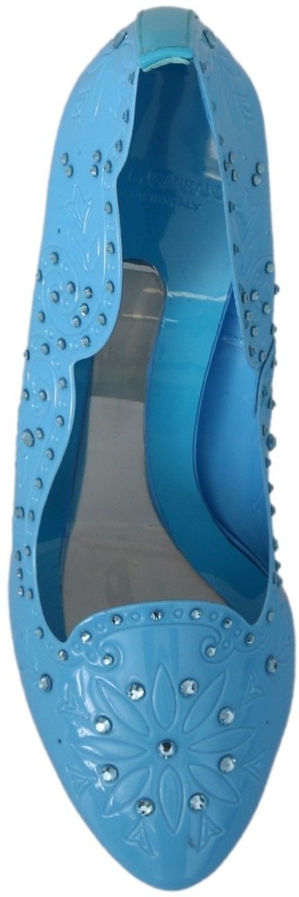 Dolce & Gabbana Blue Crystal Floral CINDERELLA Heels Shoes