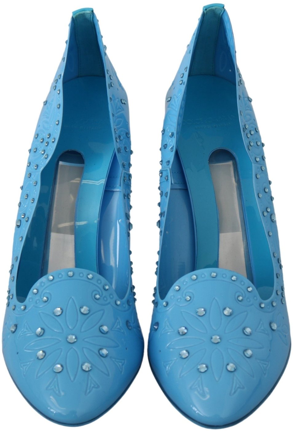 Dolce & Gabbana Blue Crystal Floral CINDERELLA Heels Shoes