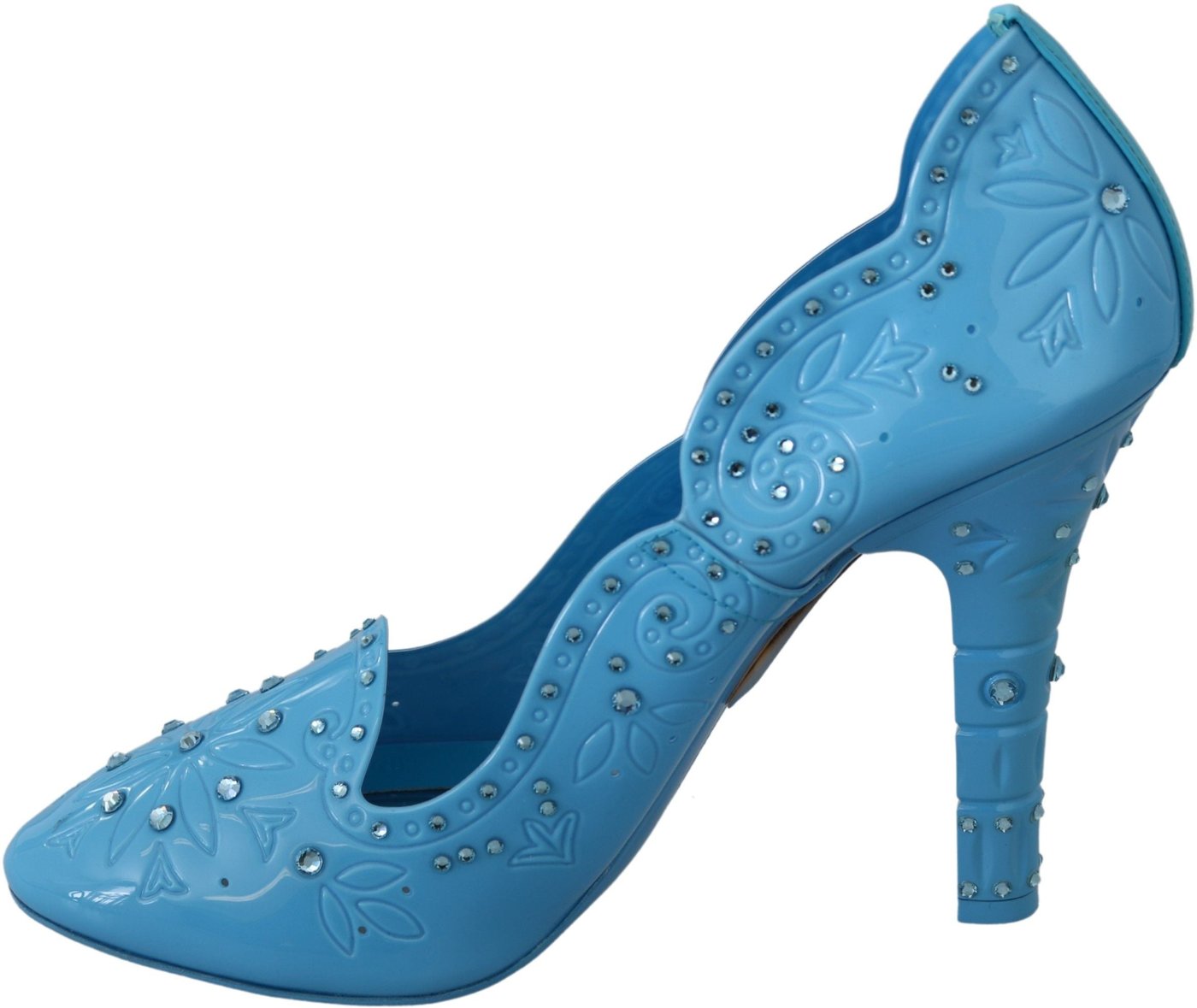 Dolce & Gabbana Blue Crystal Floral CINDERELLA Heels Shoes