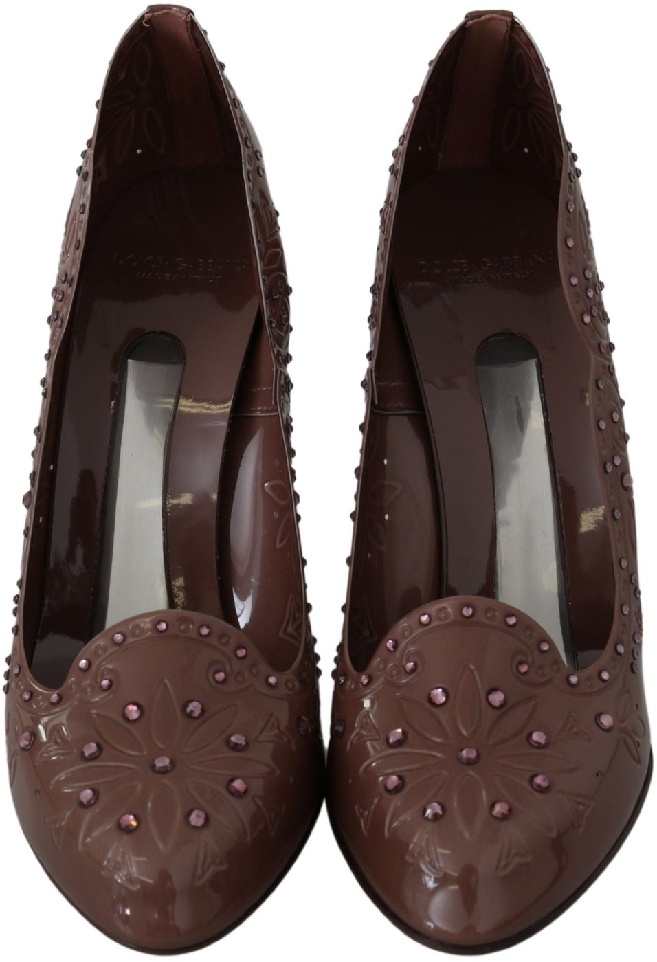 Dolce & Gabbana Brown Floral Crystal Heels CINDERELLA Shoes