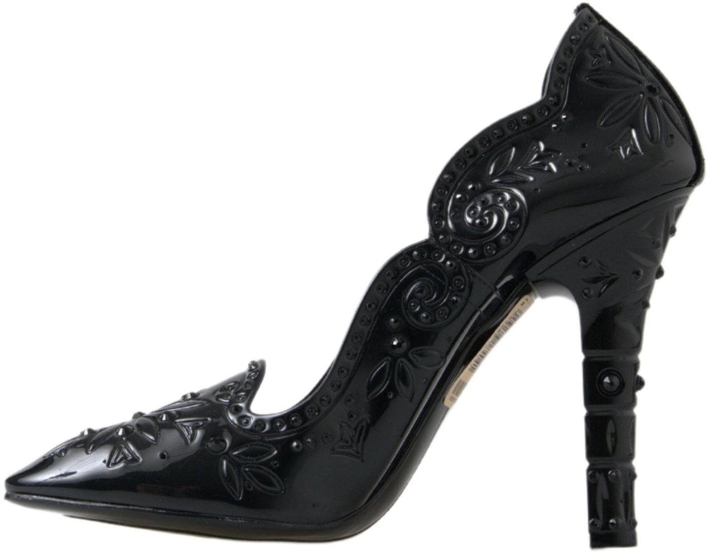 Dolce & Gabbana Black CINDERELLA Floral Crystal Heels Shoes