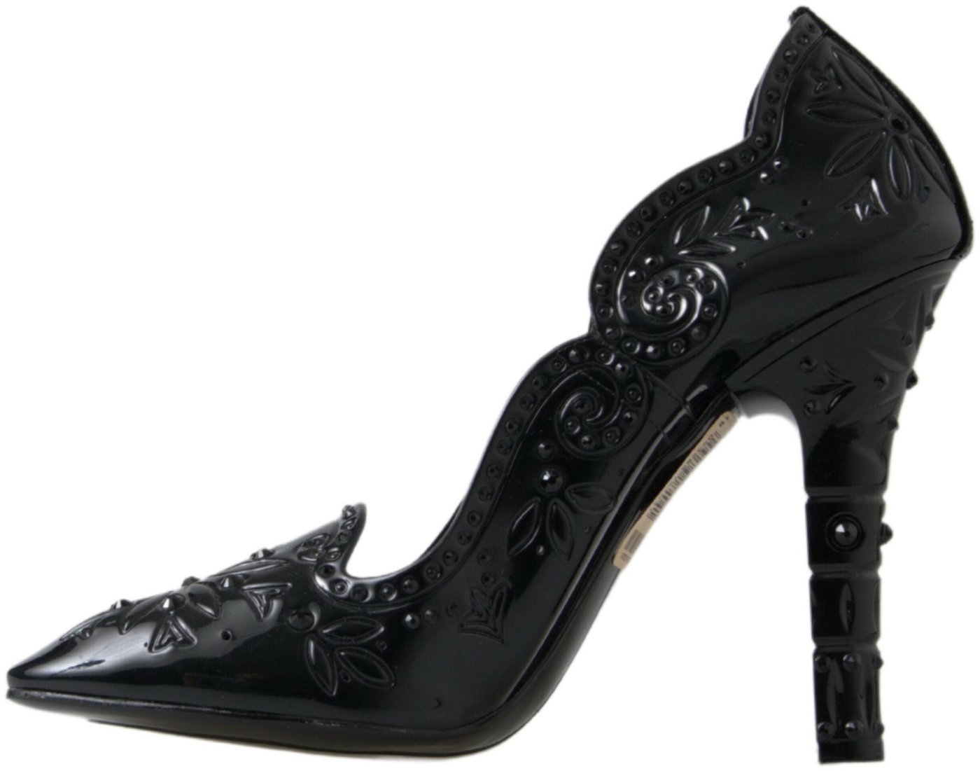 Dolce & Gabbana Black CINDERELLA Floral Crystal Heels Shoes