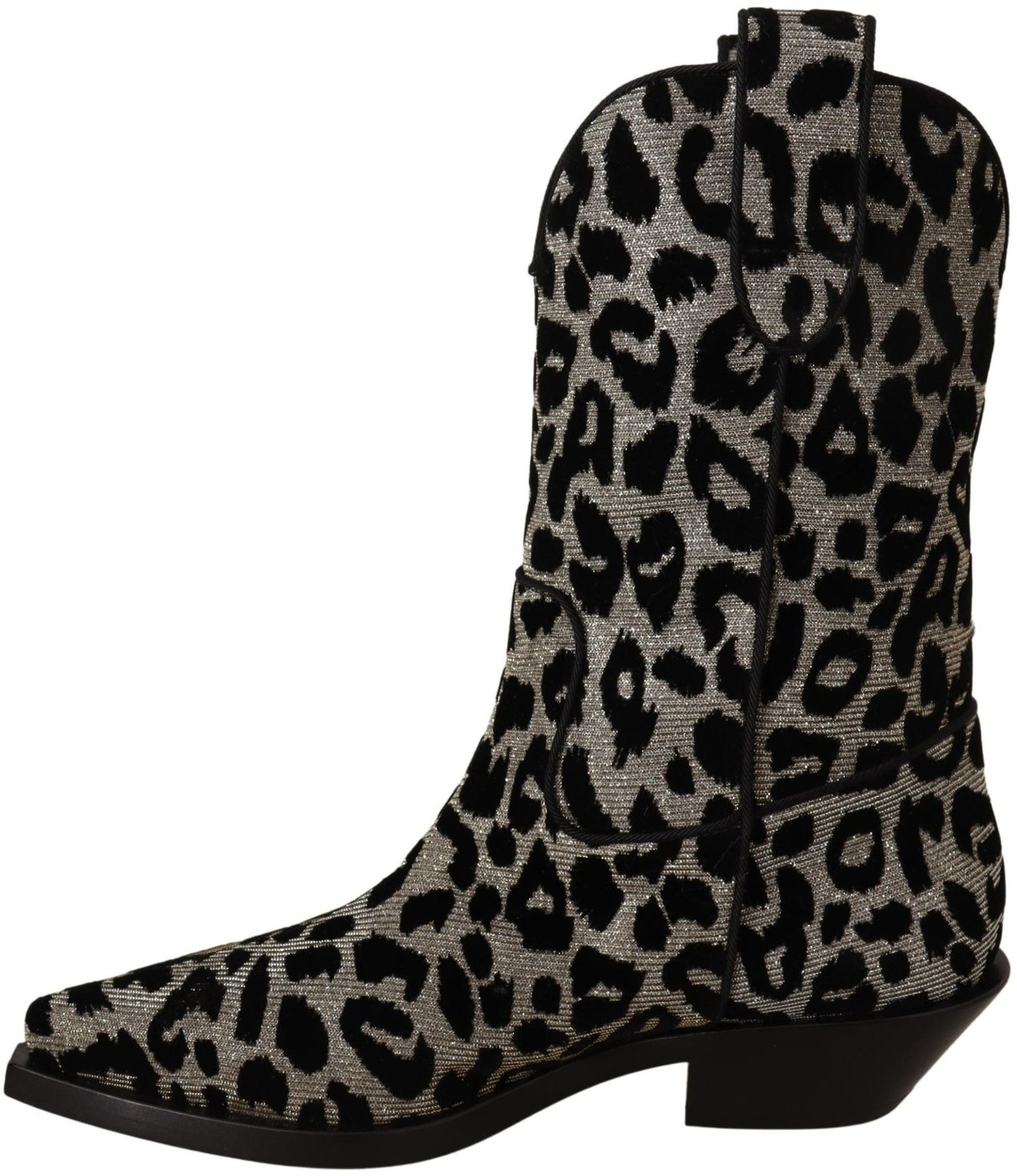 Dolce & Gabbana Gray Black Leopard Cowboy Boots Shoes