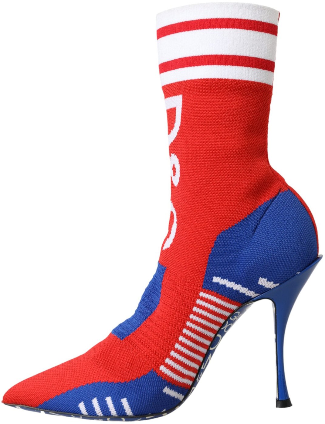 Dolce & Gabbana Red Blue Stretch Sock Style Ankle Boots Logo Shoes
