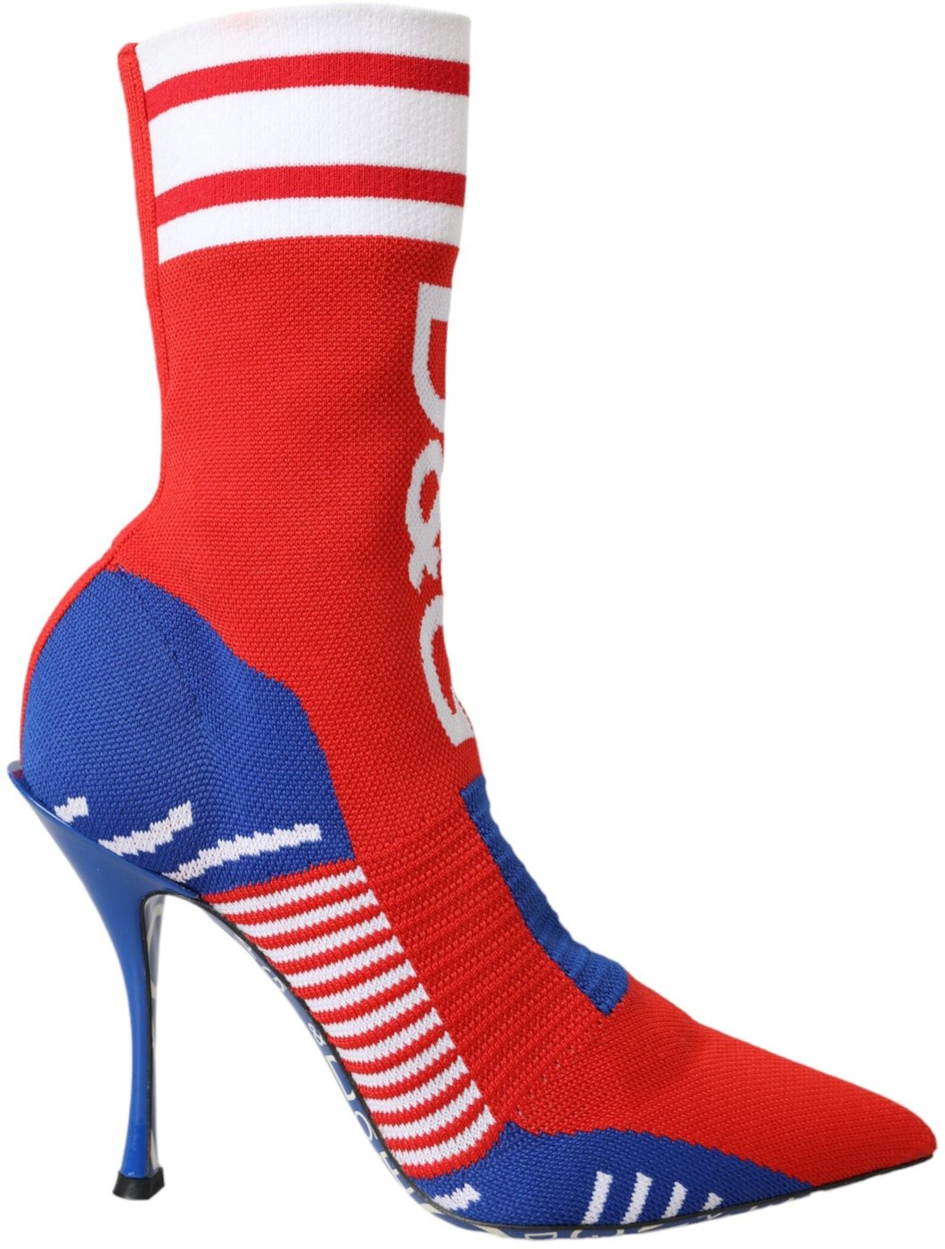 Dolce & Gabbana Red Blue Stretch Sock Style Ankle Boots Logo Shoes