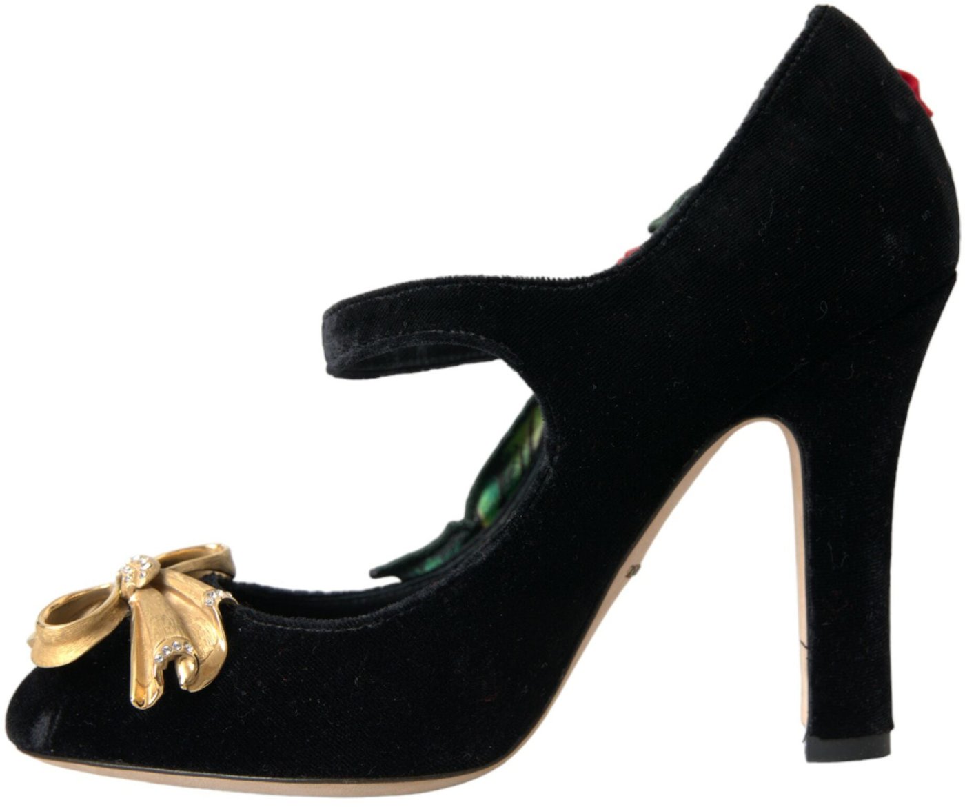 Dolce & Gabbana Black Roses Crystal Brooch Mary Jane Shoes