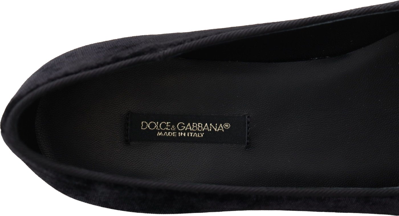Dolce & Gabbana Black Velvet Slip Ons Loafers Flats Shoes