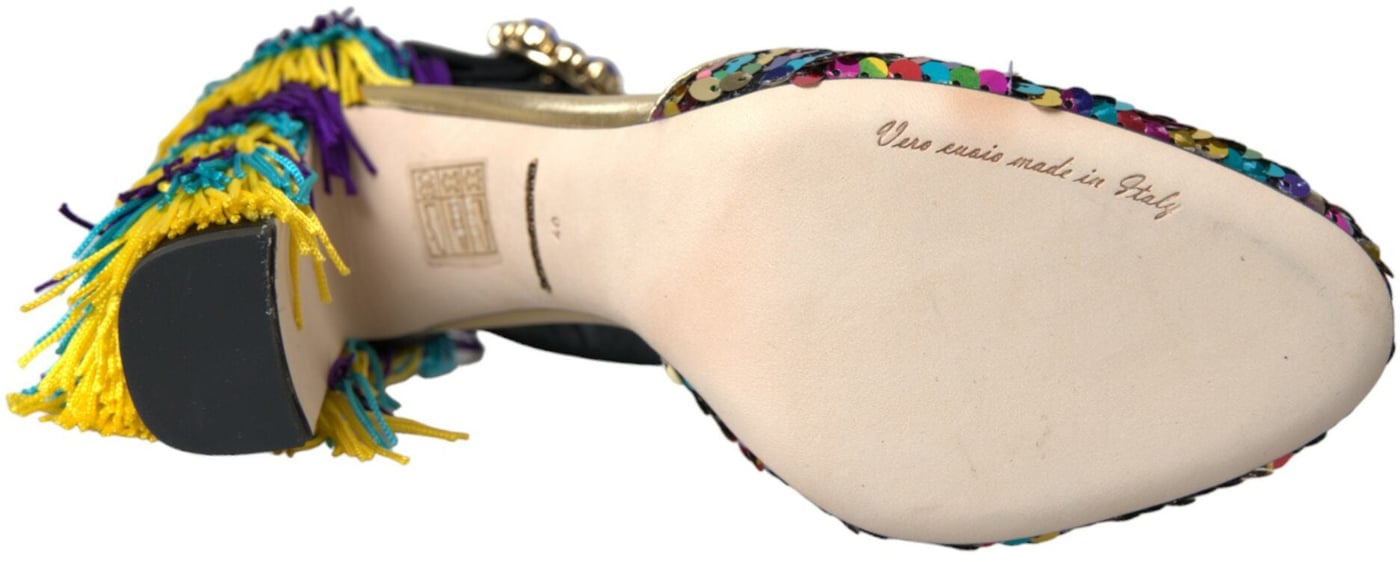 Dolce & Gabbana Multicolor Sequin Crystal Mary Jane Shoes