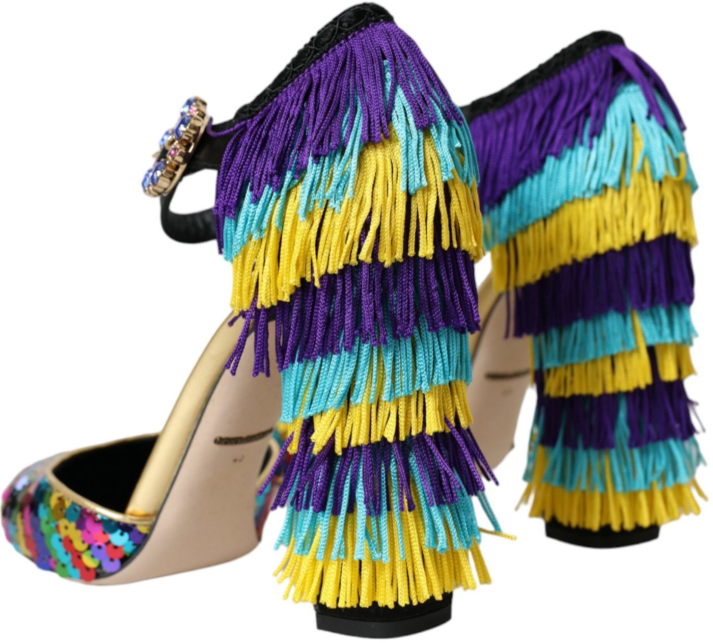 Dolce & Gabbana Multicolor Sequin Crystal Mary Jane Shoes