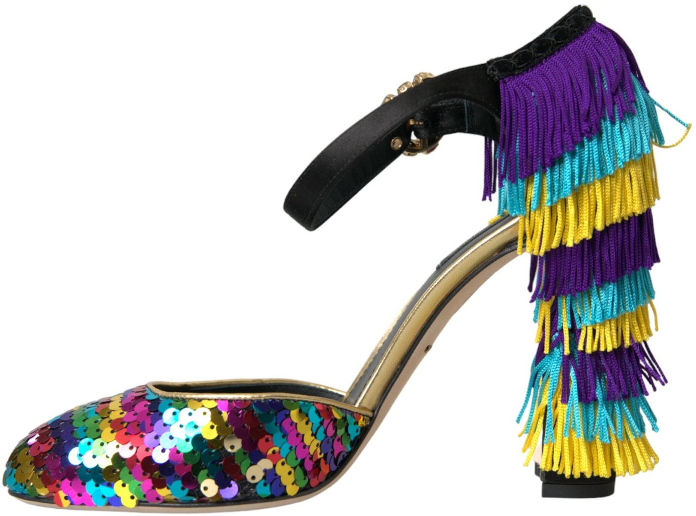 Dolce & Gabbana Multicolor Sequin Crystal Mary Jane Shoes