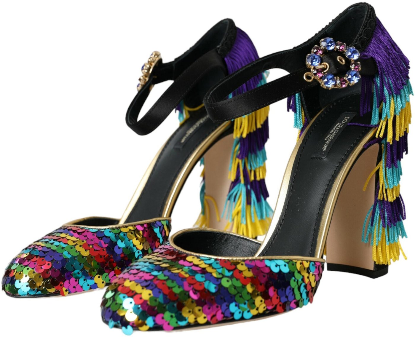 Dolce & Gabbana Multicolor Sequin Crystal Mary Jane Shoes