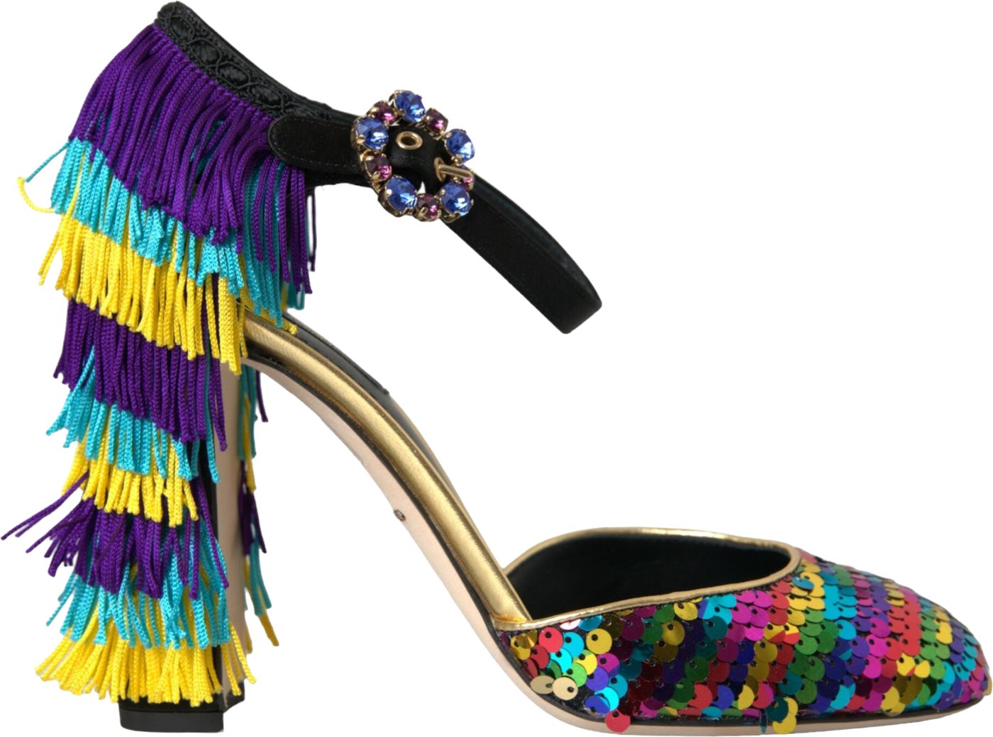 Dolce & Gabbana Multicolor Sequin Crystal Mary Jane Shoes