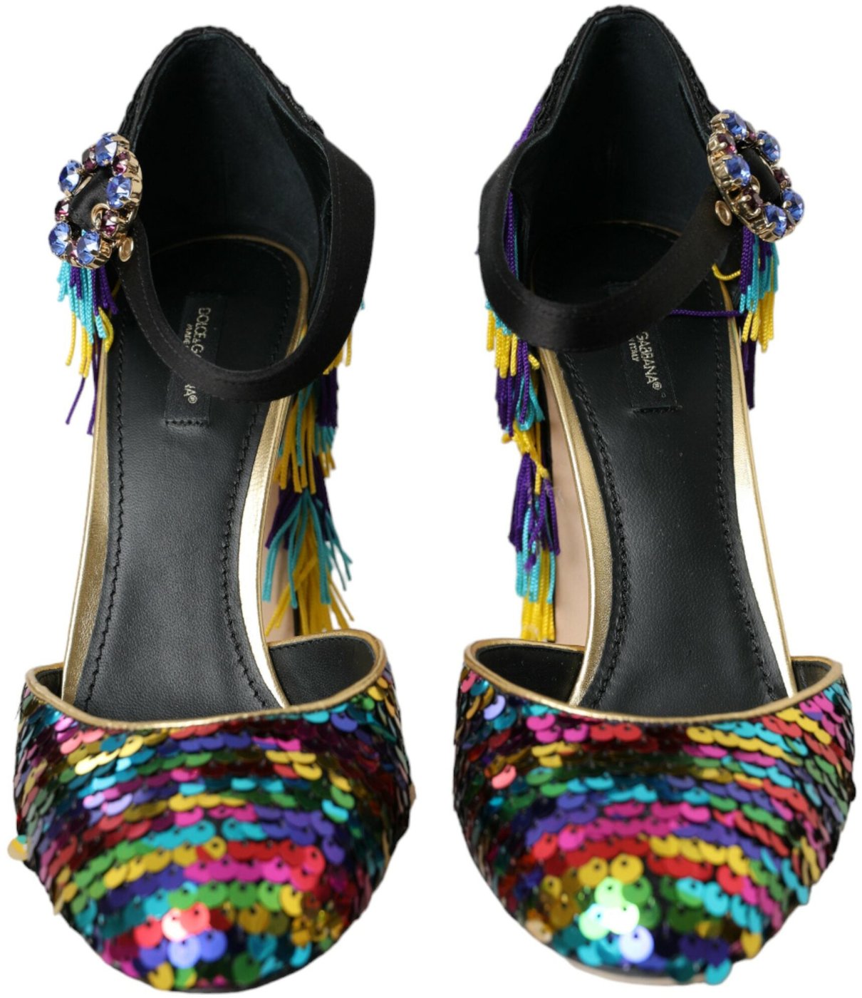Dolce & Gabbana Multicolor Sequin Crystal Mary Jane Shoes