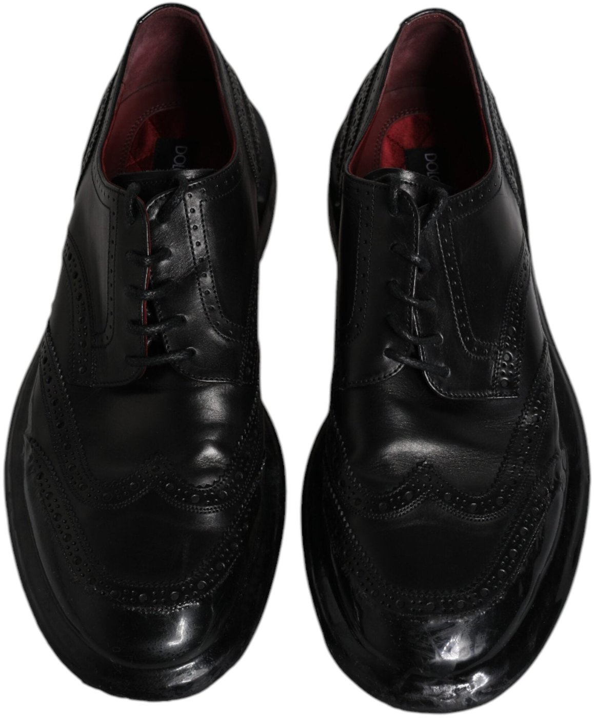 Dolce & Gabbana Black Leather Derby Wingtip Formal Shoes