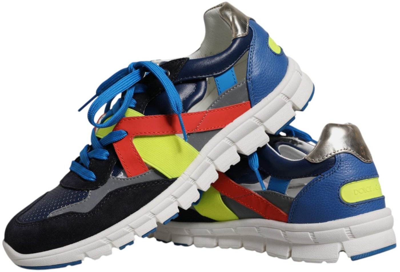 Dolce & Gabbana Multicolor Leather Suede Low Top Sneakers Shoes