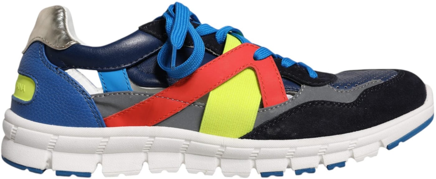 Dolce & Gabbana Multicolor Leather Suede Low Top Sneakers Shoes