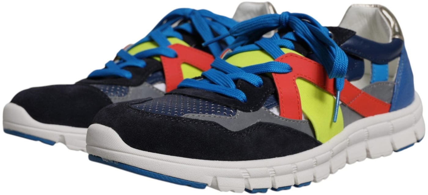 Dolce & Gabbana Multicolor Leather Suede Low Top Sneakers Shoes