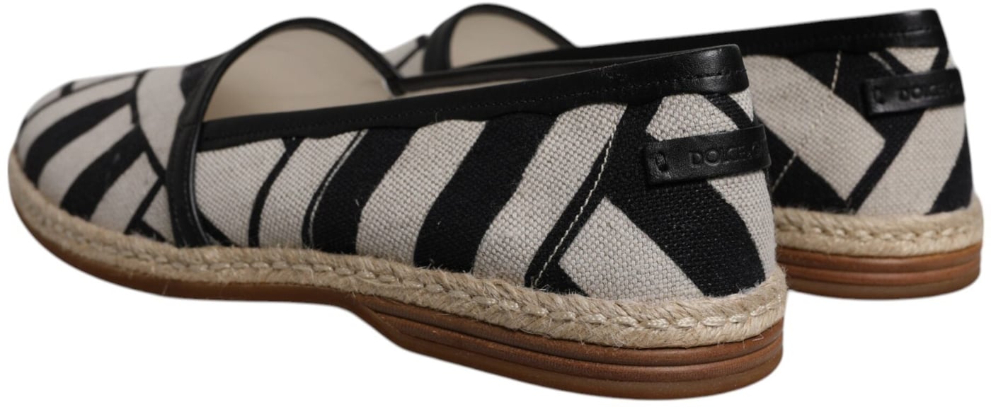 Dolce & Gabbana Black White Stripes Slip On Espadrille Shoes