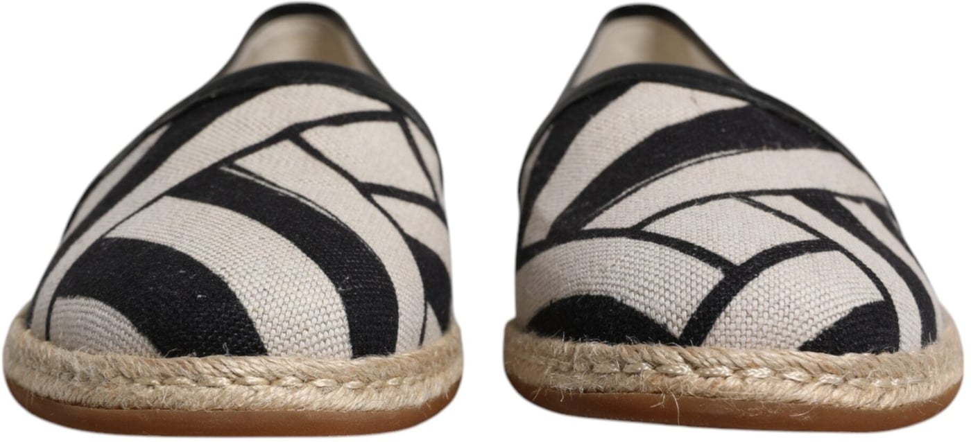 Dolce & Gabbana Black White Stripes Slip On Espadrille Shoes