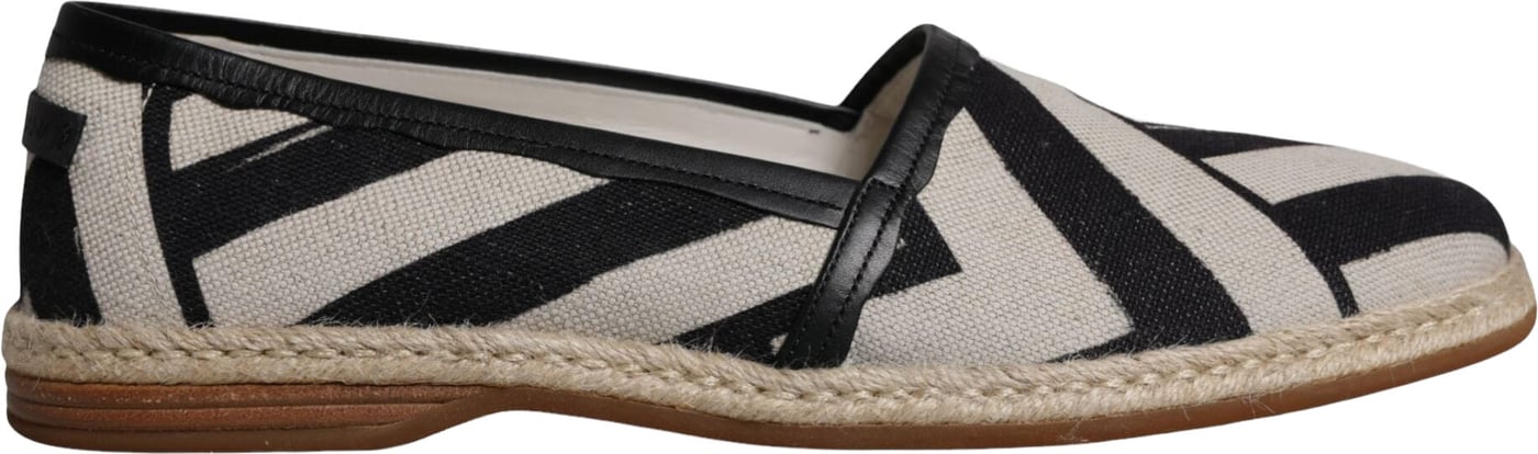 Dolce & Gabbana Black White Stripes Slip On Espadrille Shoes