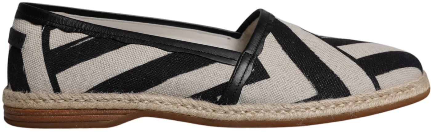 Dolce & Gabbana Black White Stripes Slip On Espadrille Shoes