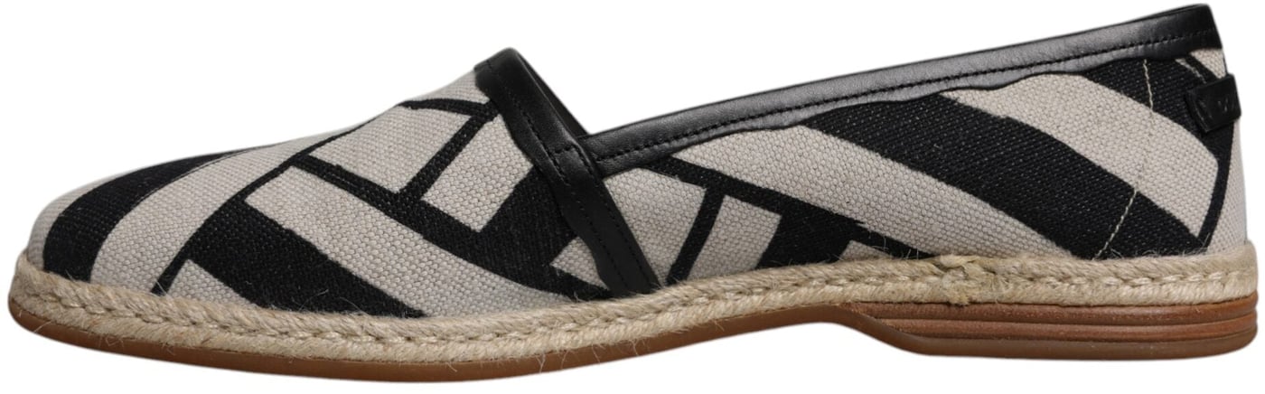 Dolce & Gabbana Black White Stripes Slip On Espadrille Shoes