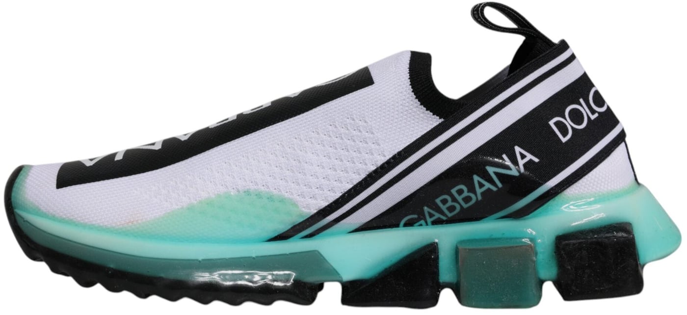 Dolce & Gabbana White Blue Sorrento Slip On Sneakers Shoes