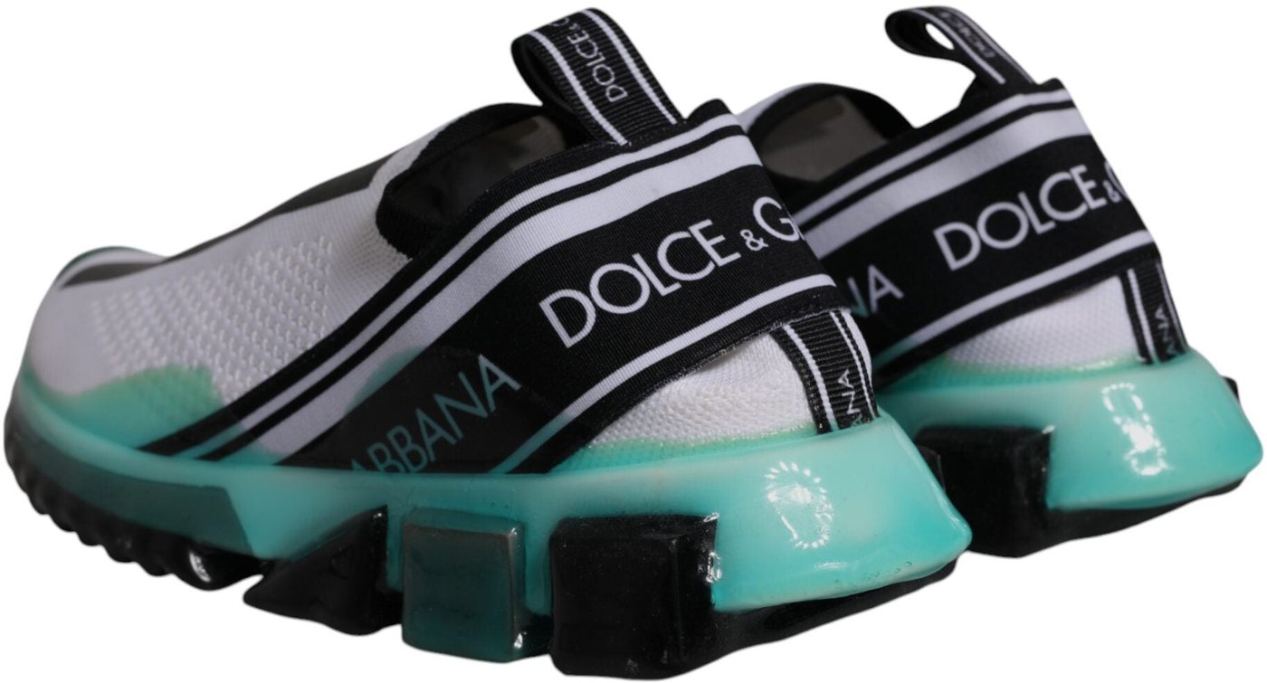 Dolce & Gabbana White Blue Sorrento Slip On Sneakers Shoes