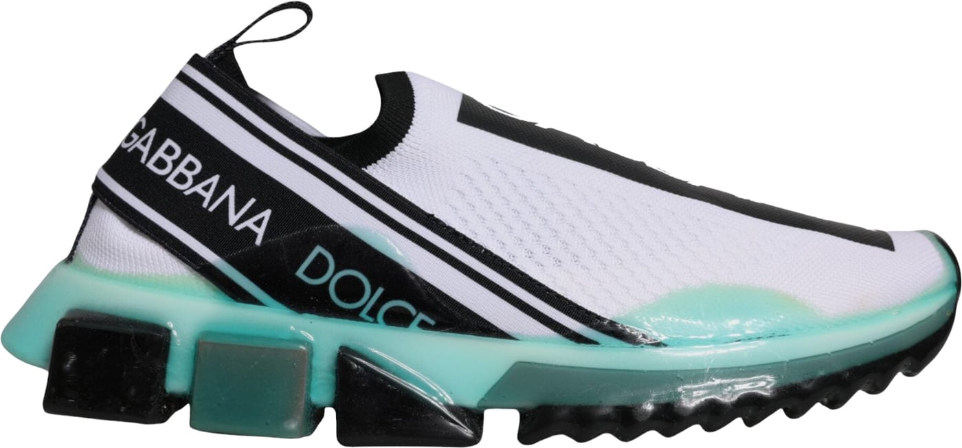 Dolce & Gabbana White Blue Sorrento Slip On Sneakers Shoes