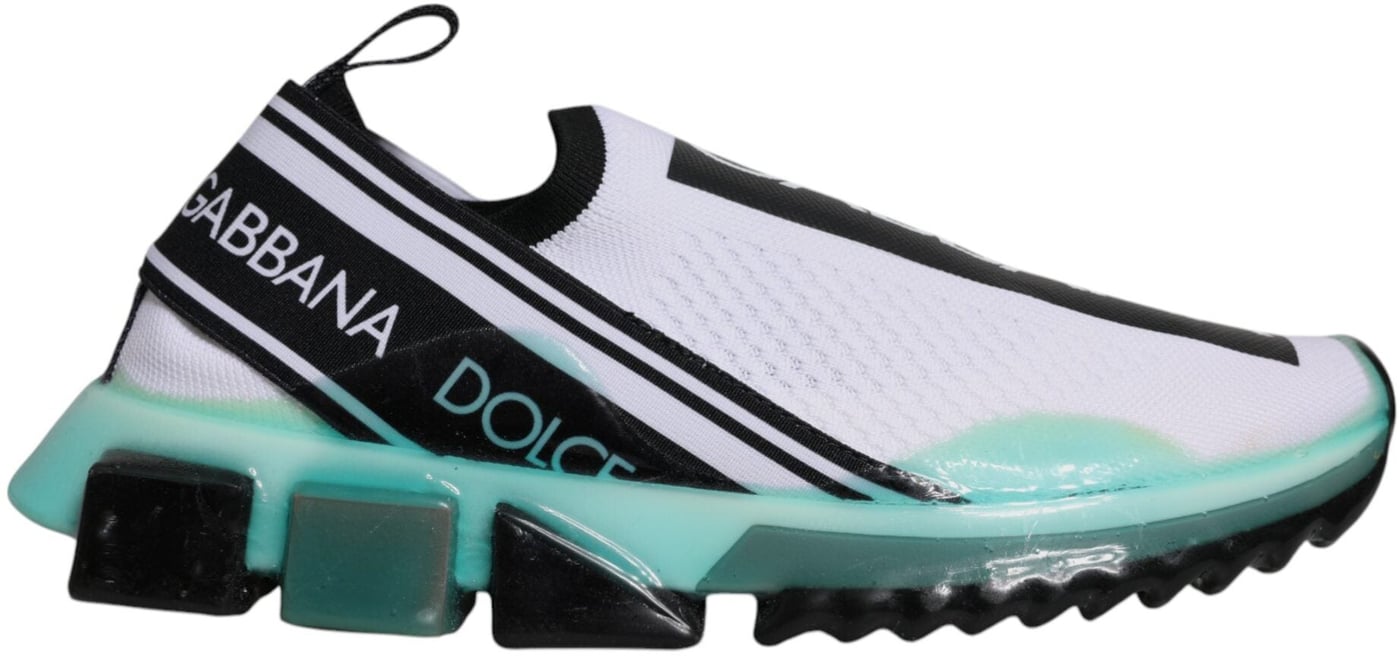 Dolce & Gabbana White Blue Sorrento Slip On Sneakers Shoes